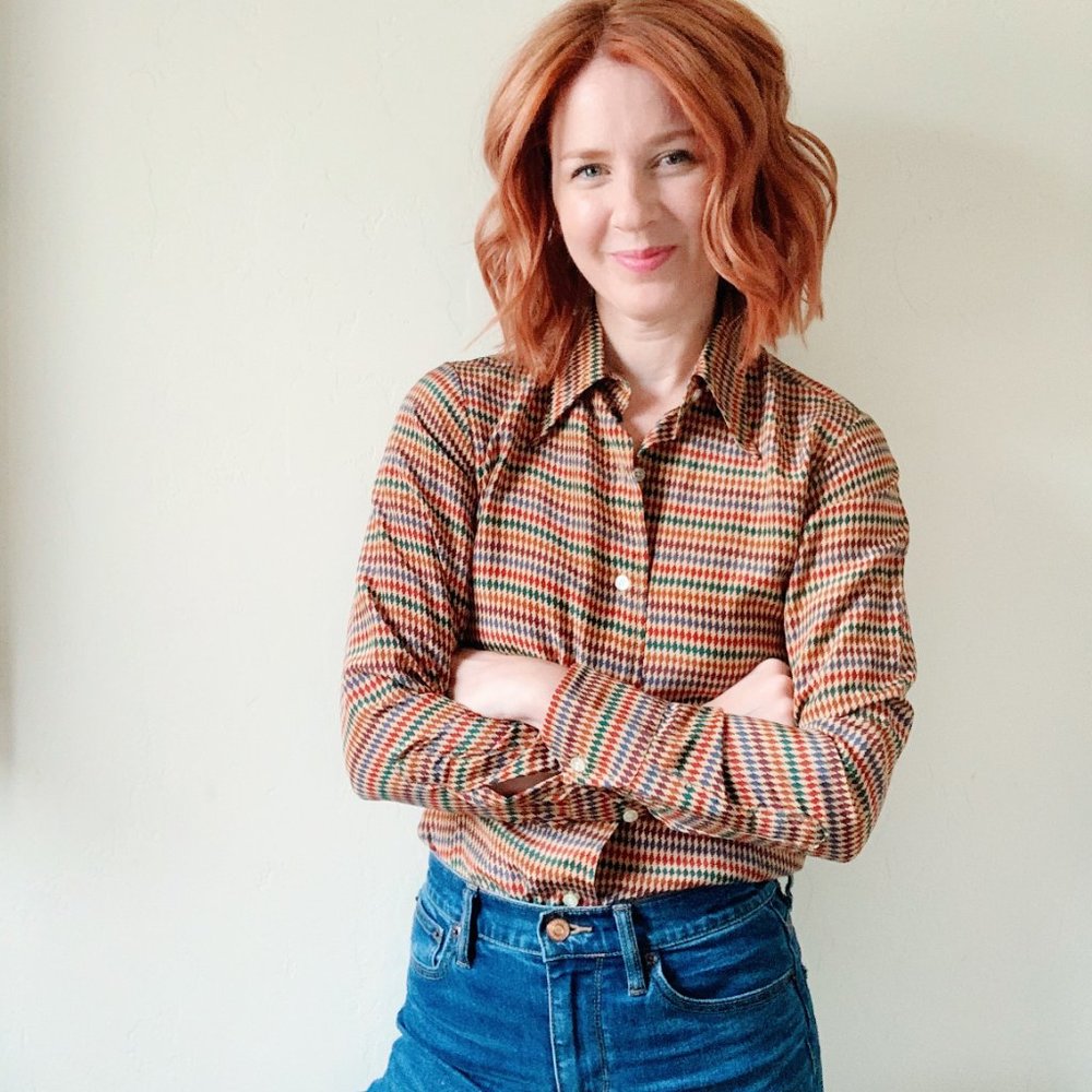 vintage gucci-esq patterned blouse, small